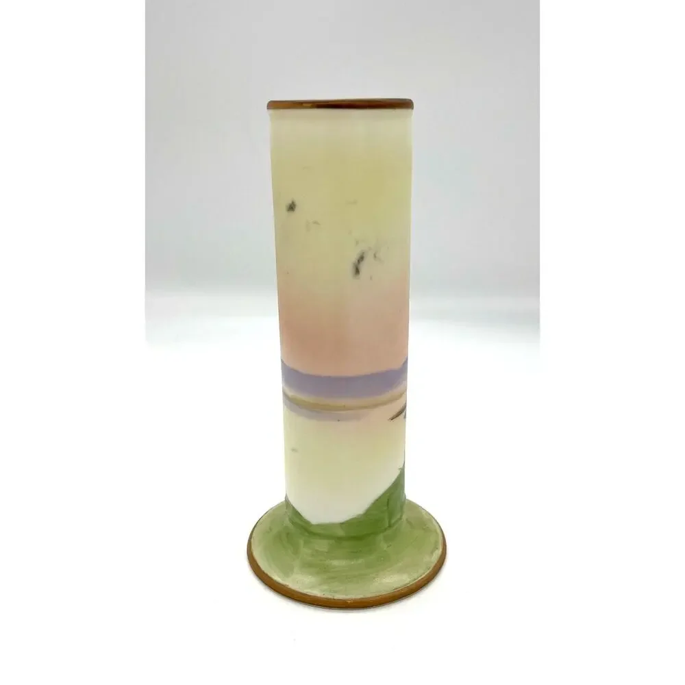 Vintage Nippon Porcelain Hand Painted Bud Vase Nature Scene 6